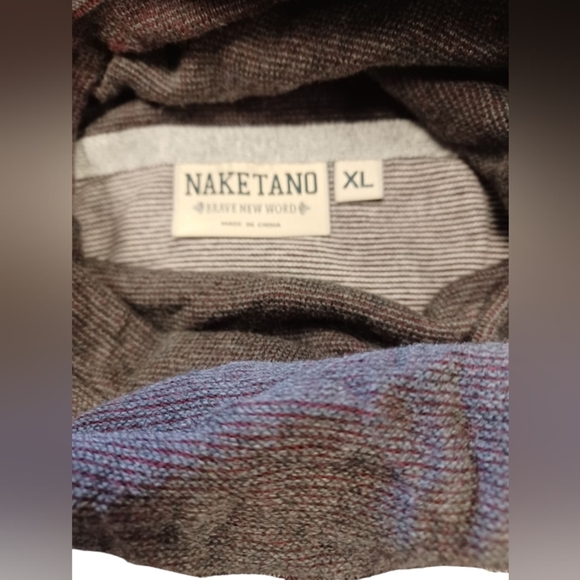Naketano EUC 100% Cotton L/S Cowl Neck Blue Maroon Size XL - Picture 9 of 10